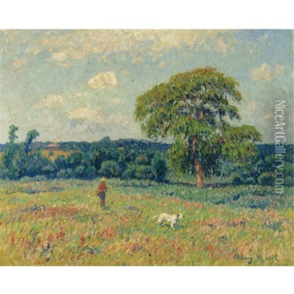 Paysage Au Chasseur Et Son Chien Oil Painting - Henry Moret