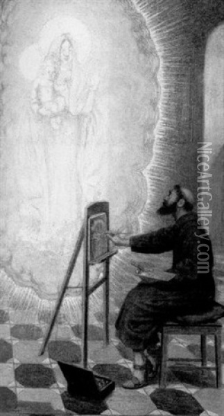Das Heiligenbild (muter Gottes Mit Jesukind Sind Modell) Oil Painting - Friedrich Koenig