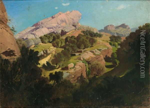 Besonnte Landschaft Auf Der Schwabischen Alb Oil Painting - Ernst Otto Reiniger