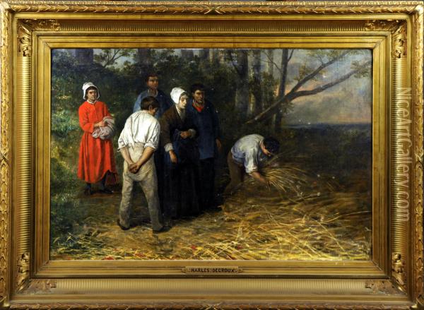 Les Paysans Oil Painting - Charles de Groux