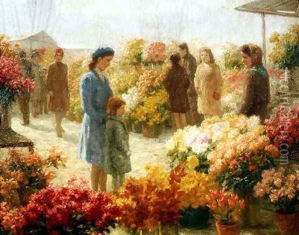 Flower Market Oil Painting - Hendrik Heyligers