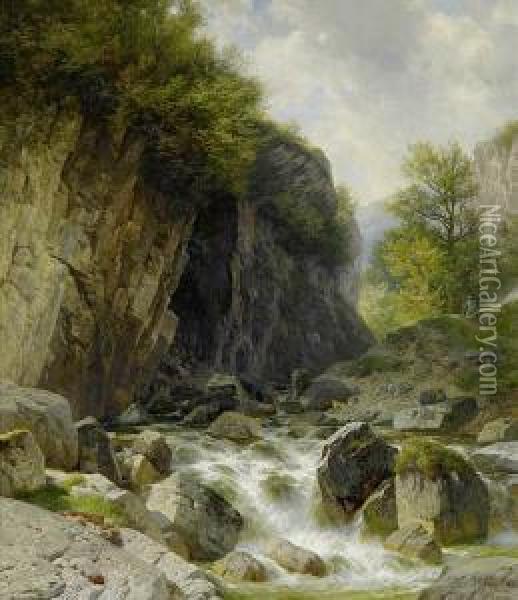Bergbach Aus Dem Juragebiet Oil Painting - Johann Gottfried Steffan