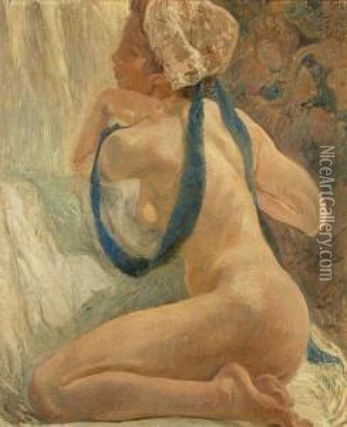 Kniender Weiblicher Akt Oil Painting - Otto Vautier