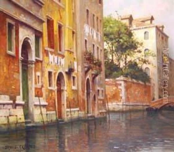 Canale Di Venezia. Oil Painting - Bruno Croatto