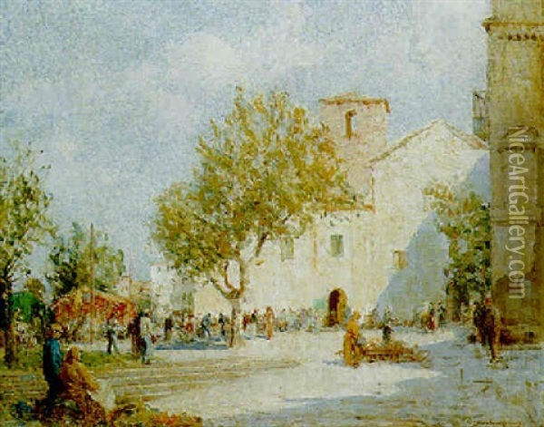 The Skittle Alley, Frejus Oil Painting - William Lee-Hankey