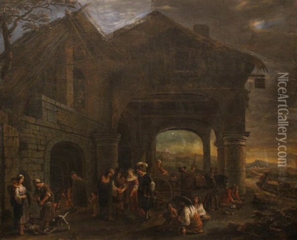 Gypsy Fortune Telling Scene Oil Painting - Cornelis de Wael