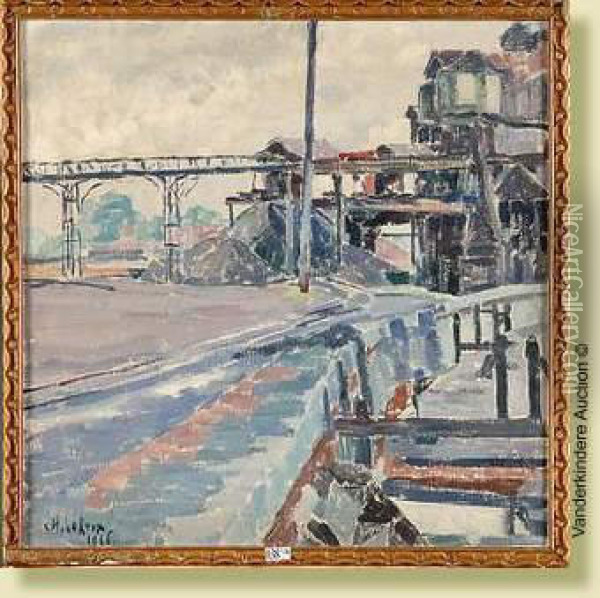 Site Industriel De Chatelet Oil Painting - Henri Louis-Ph. Leroux