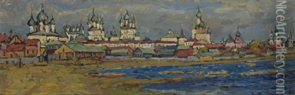 The Kremlin In Rostov Oil Painting - Petr Ivanovich Petrovichev