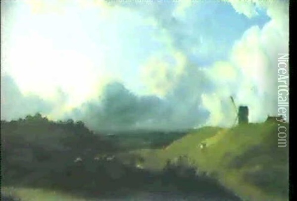 Aufziehendes Gewitter. Oil Painting - Henry Bright