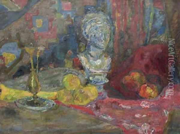 Still Life with a Bust and a Candlestick Oil Painting - Zbigniew Tymoszewski