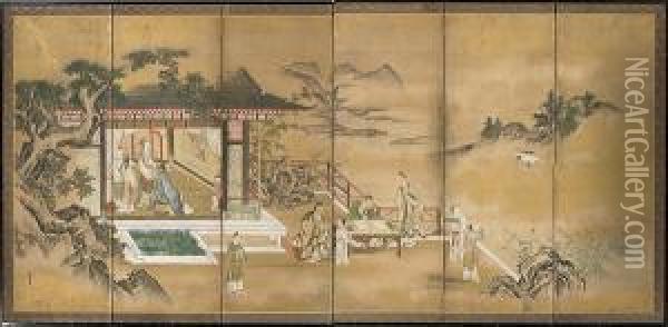 The Four Accomplishments Oil Painting - Kano Tansetsu