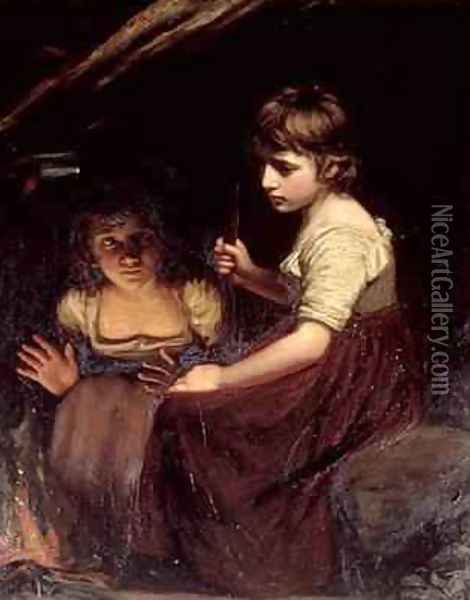 Cottage Girls by the Fireside Oil Painting - John Opie