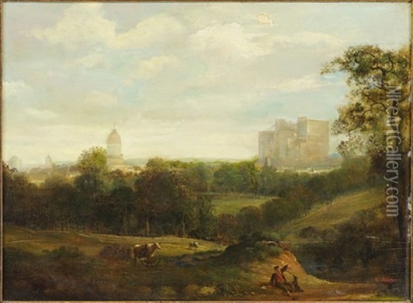 View Of Edinburgh Oil Painting - Julius Caesar Ibbetson