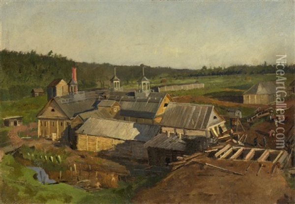 View Of The Distillery At Mikhailovsky Zavod Oil Painting - Aleksandr Alexandrovich Svedomskij