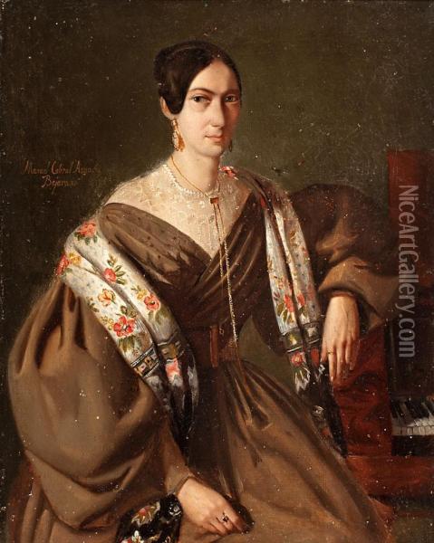 Retrato Femenino Oil Painting - Manuel Cabral Aguado Y Bejarano
