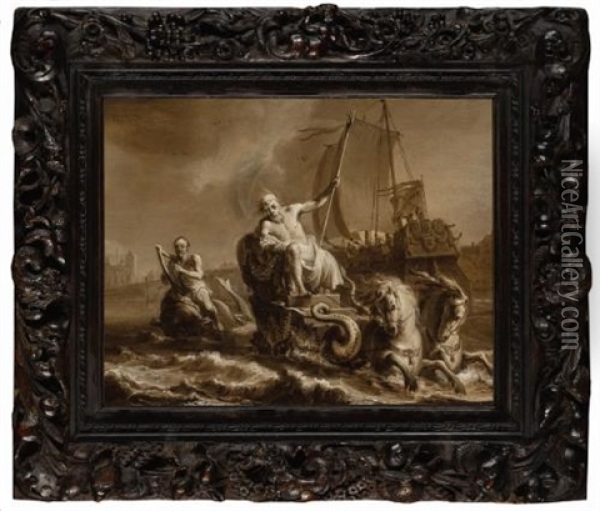 Arion And The Dolphin Together With Poseidon; An Allegory Of The Rescue Of The Dutch Republic By Willem Of Orange Oil Painting - Jan Baptist Weenix