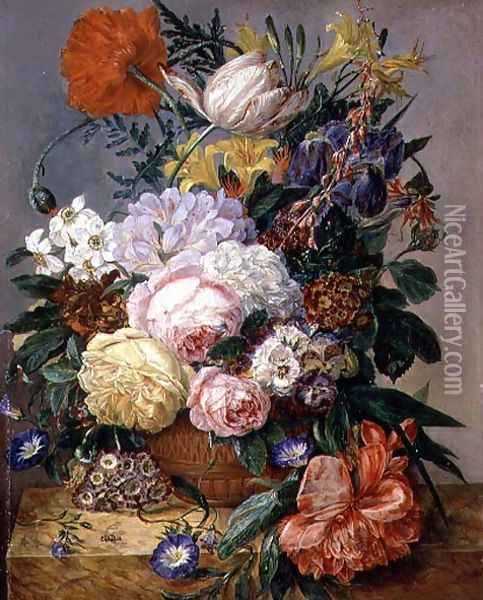 Flowers, c.1840s Oil Painting - Emily Stannard