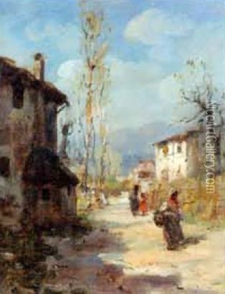 Sole D'ottobre - Caneva Di Sacile Oil Painting - Vittore Antonio Cargnel