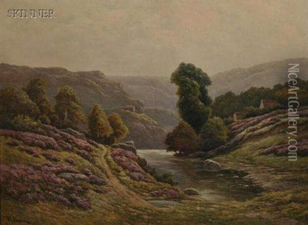 Scotch Heather, Near Loch Lomond Oil Painting - V. Vezien