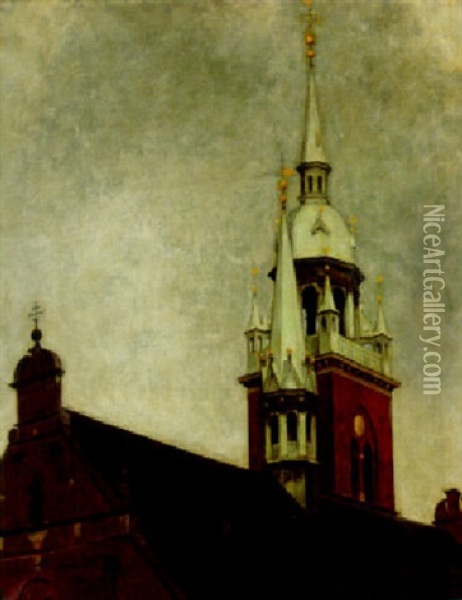 The Bell Tower Oil Painting - Svend Hammershoi