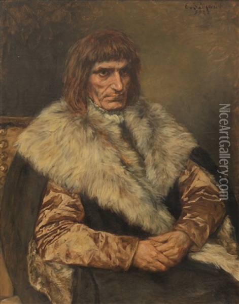Brustbild Eines Sitzenden Patriziers In Der Mode Des 16 Oil Painting - Eduard (Karl-Franz) von Gebhardt