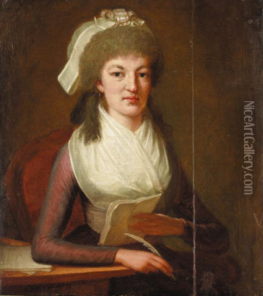 Portrait Of A Lady Writing A Letter Oil Painting - Guillaume Dominique Doncre