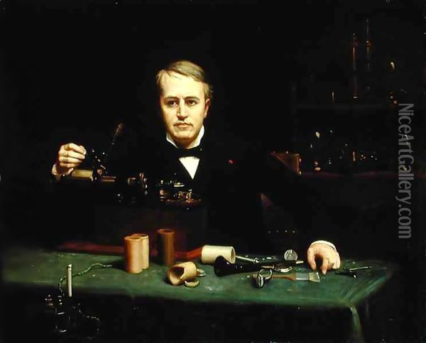 Thomas Alva Edison (1847-1931) Oil Painting - Abraham Archibald Anderson