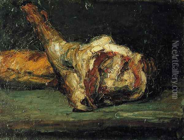Still Life Bread And Leg Of Lamb Oil Painting - Paul Cezanne