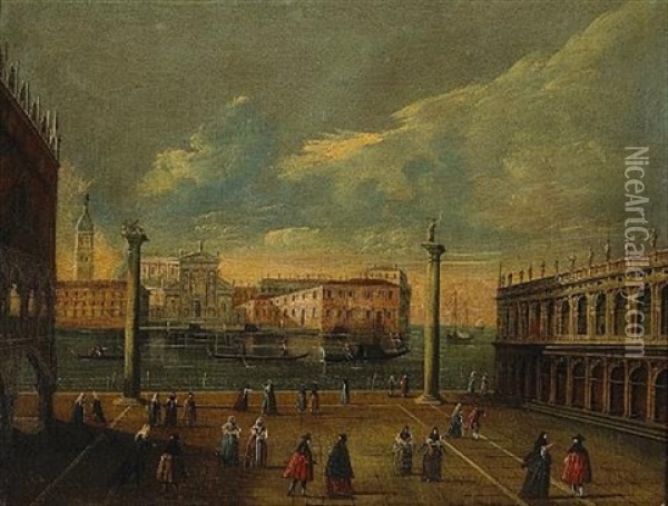 A View Of St. Mark's Square With Numerous Figures (+ Another Similar; Pair) Oil Painting -  Master of the Langmatt Foundation Views