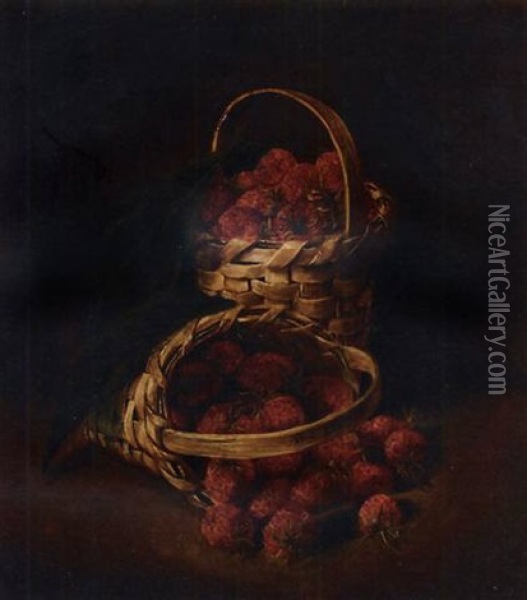 Basket  Of Strawberries Oil Painting - William Jacob Hays the Elder