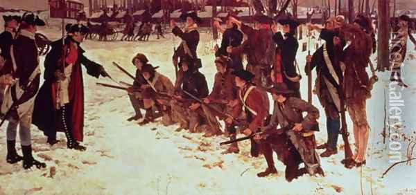 Baron von Steuben drilling American recruits at Valley Forge in 1778, 1911 Oil Painting - Edwin Austin Abbey