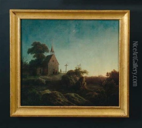 Morgenstimmung An Einer Kleinen Kapelle Oil Painting - August Rosenthal