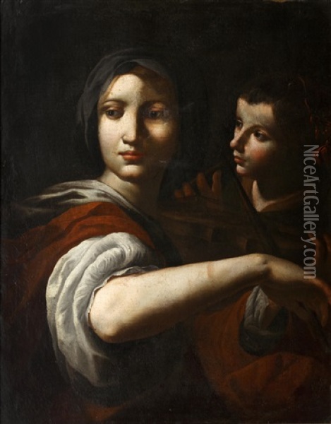A Young Woman Playing A Lira Da Braccio Oil Painting - Lorenzo Lippi