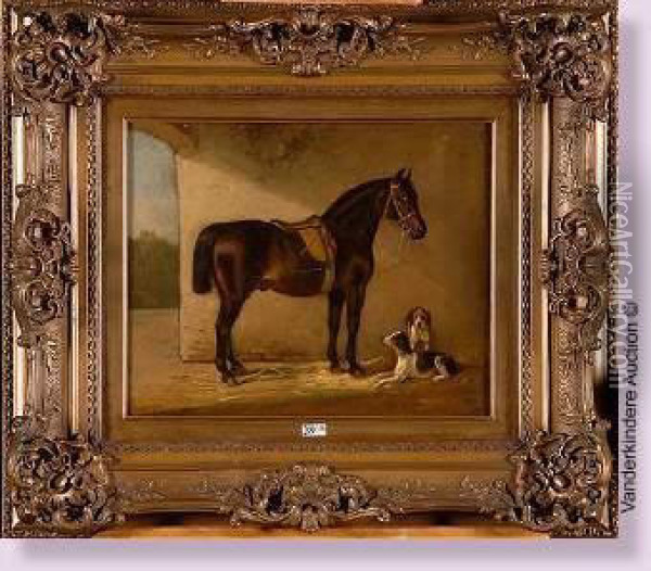 Cheval Et Chiens Oil Painting - Francois Duyck
