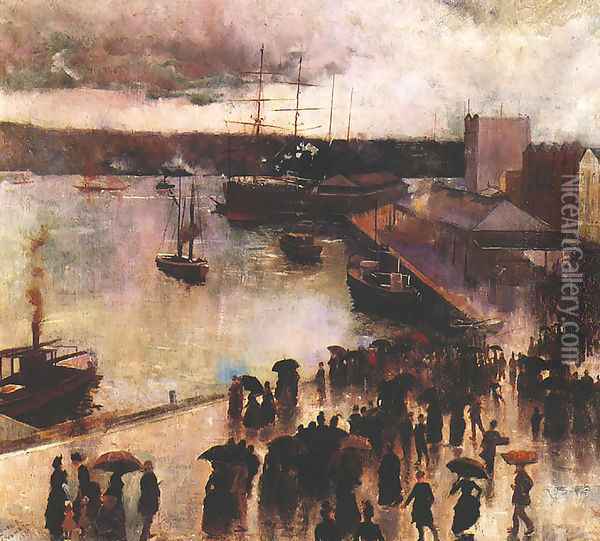 Departure of the 'Orient', Circular Quay Oil Painting - Charles Conder