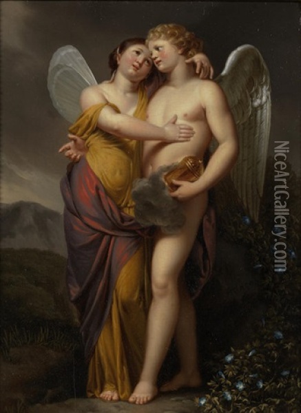 Cupid And Psyche Oil Painting - Pierre Joseph Celestin Francois
