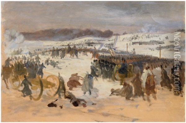 Schlacht Von Oeversee Oil Painting - Wilhelm Thoeny