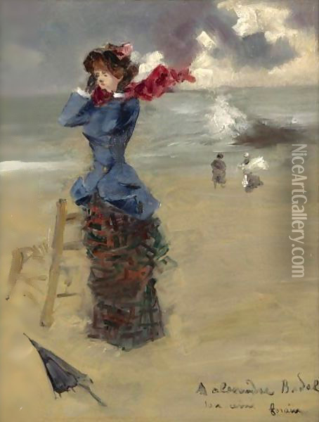 Elegante Sur La Plage Oil Painting - Jean-Louis Forain