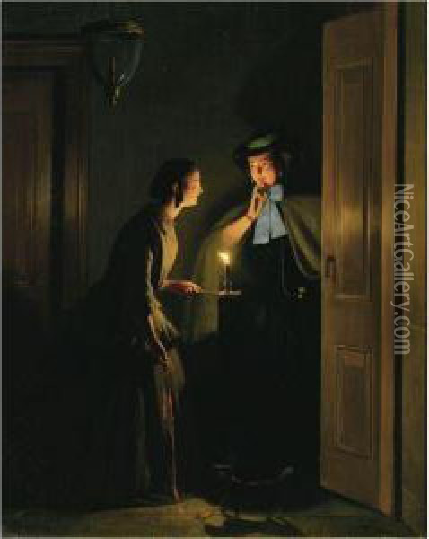 The Late-night Meeting Oil Painting - Johannes Rosierse