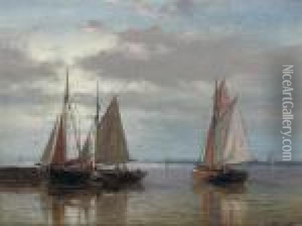 Fishermen Returning At The End Of The Day Oil Painting - Abraham Hulk Jun.