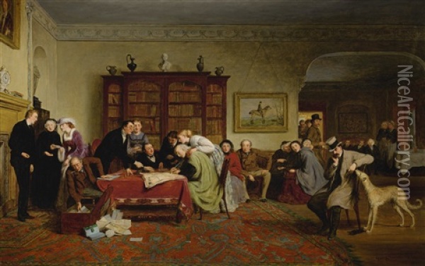 Paying The Legacies Oil Painting - George Smith