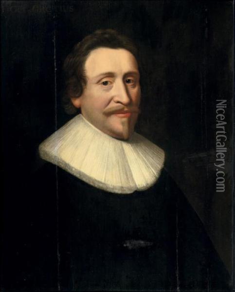 Portrait Of Hugo De Groot Oil Painting - Michiel Jansz. Van Miereveldt