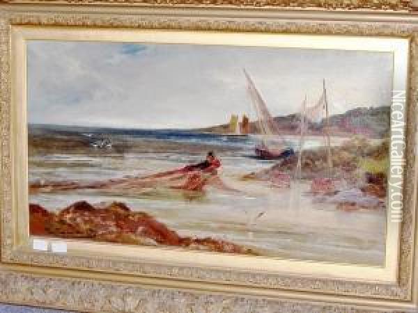 Fisherman Landing His Catch Oil Painting - Edwin Ellis
