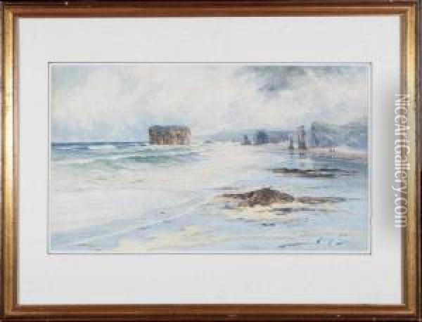 Ebb Tide, Marsden Beach Oil Painting - Thomas Swift Hutton