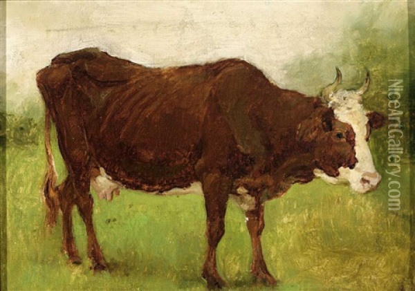 Portrait Einer Kuh Oil Painting - Julius Hugo Bergmann