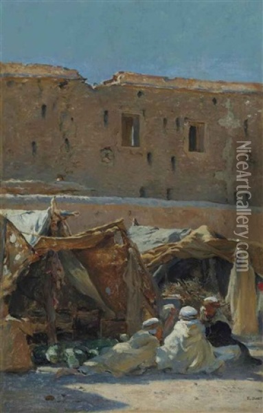 Le Marche De Brezina, Algerie Oil Painting - Alphonse Etienne Dinet