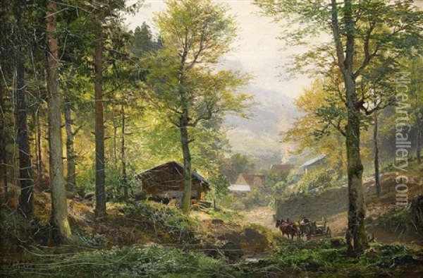 Am Waldrand Oil Painting - Bernhard Muehlig