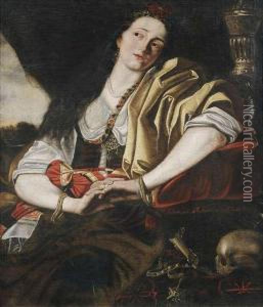 The Penitent Magdalene. Oil Painting - Abraham Janssens van Nuyssen