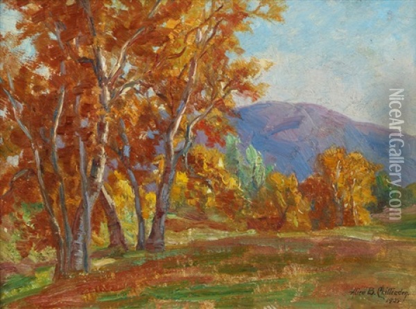Trees In A Fall Landscape Oil Painting - Alice Brown Chittenden