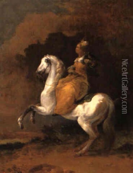 Bildnis Einer Reiterin Auf Einem Schimmel Oil Painting - Francesco Giuseppe Casanova
